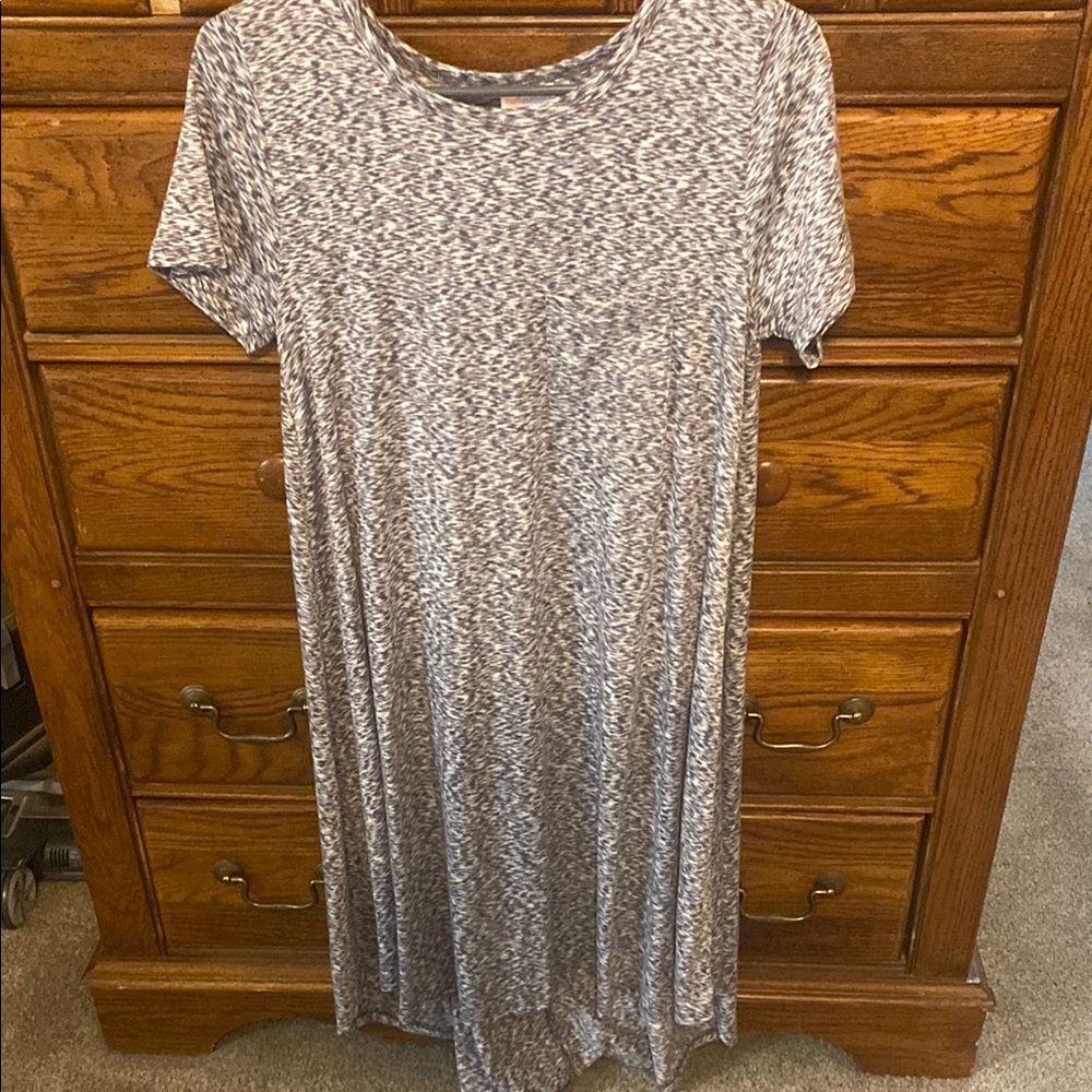 Gray Patterned Short Sleeve Dress